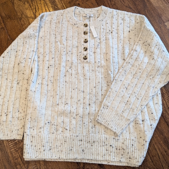 NWT Madewell Cream Crew Neck Cable-Knit Sweater Size 2x - Picture 7 of 11